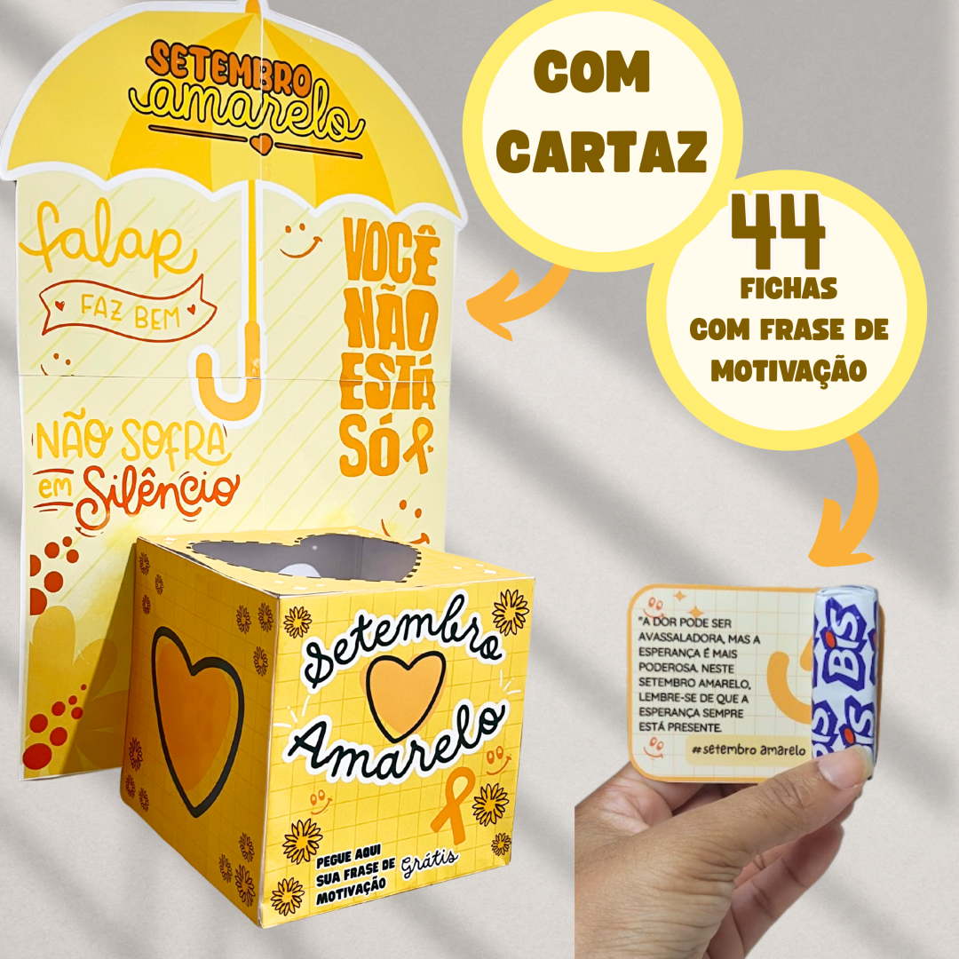 KIT SETEMBRO AMARELO(CAIXA+CARTÕES+CARTAZ)