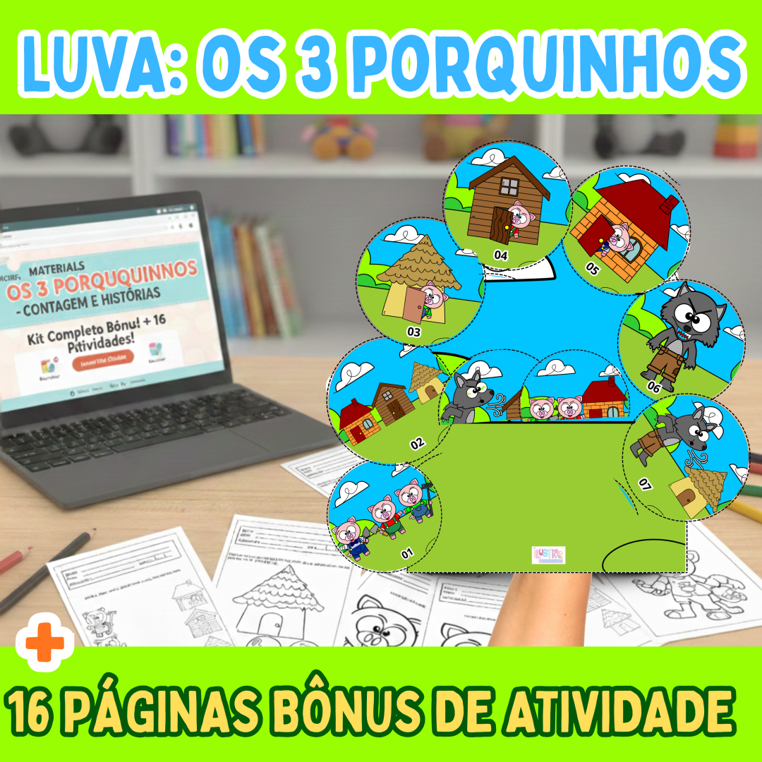 LUVA CONTAÇÃO DE HISTÓRIA: OS 3 PORQUINHOS