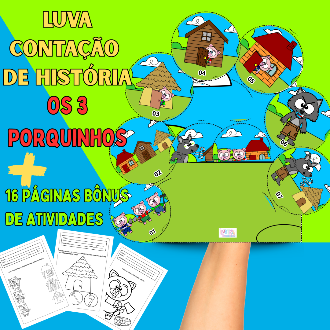 LUVA CONTAÇÃO DE HISTÓRIA: OS 3 PORQUINHOS