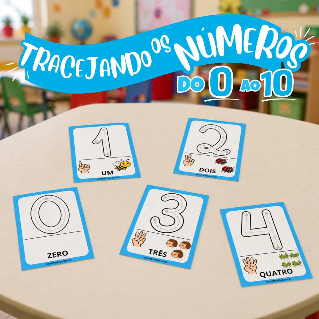 NÚMEROS TRACEJADOS DO 0 ao 10
