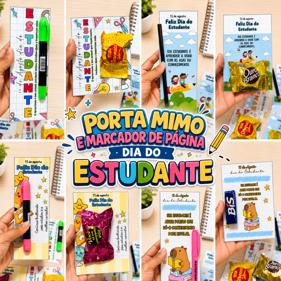 PORTA MIMO E MARCA PÁGINA DIA DO ESTUDANTE